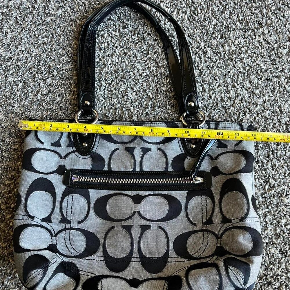 Coach Black and Gray Signature Canvas Shoulder Bag - Picture 7 of 8